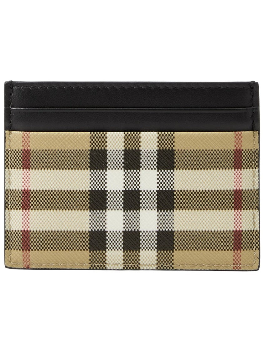 Burberry Beige Check Pattern Cotton-Blend Wallet