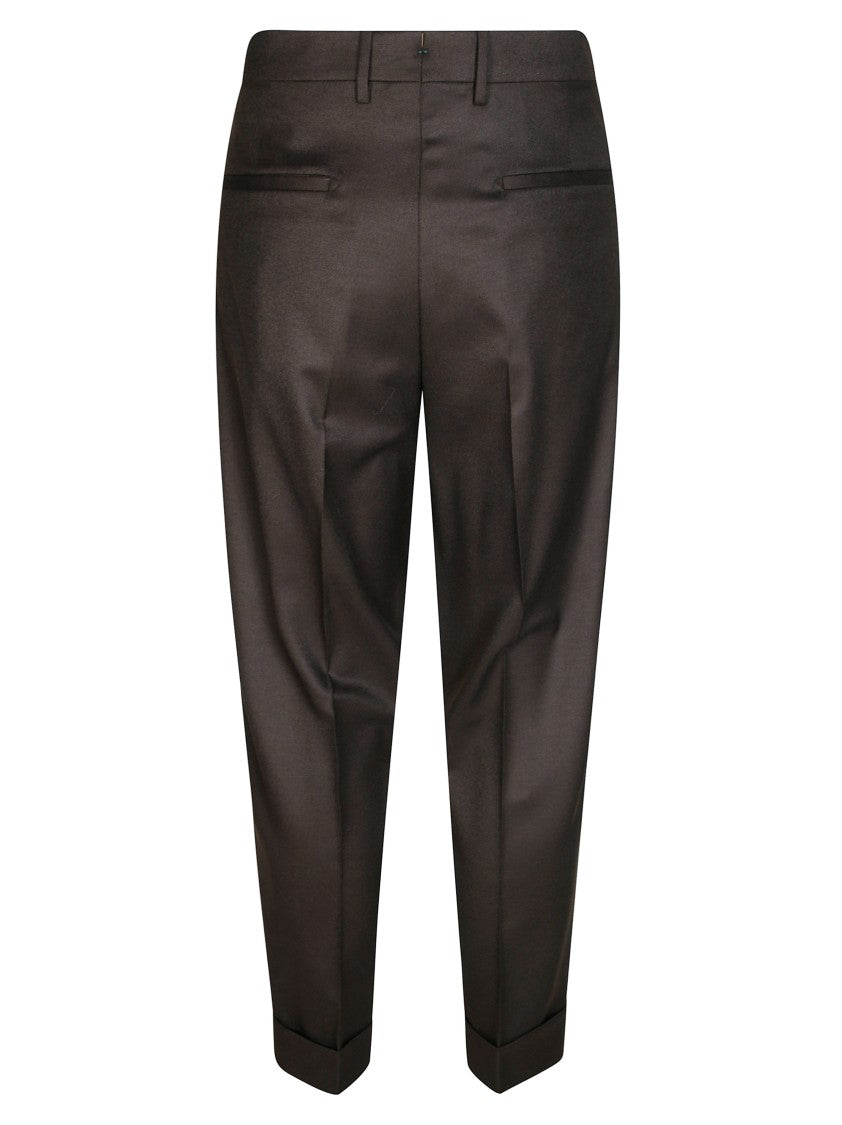 Berwich Brown Tailored Wool Pleated Formal Pants