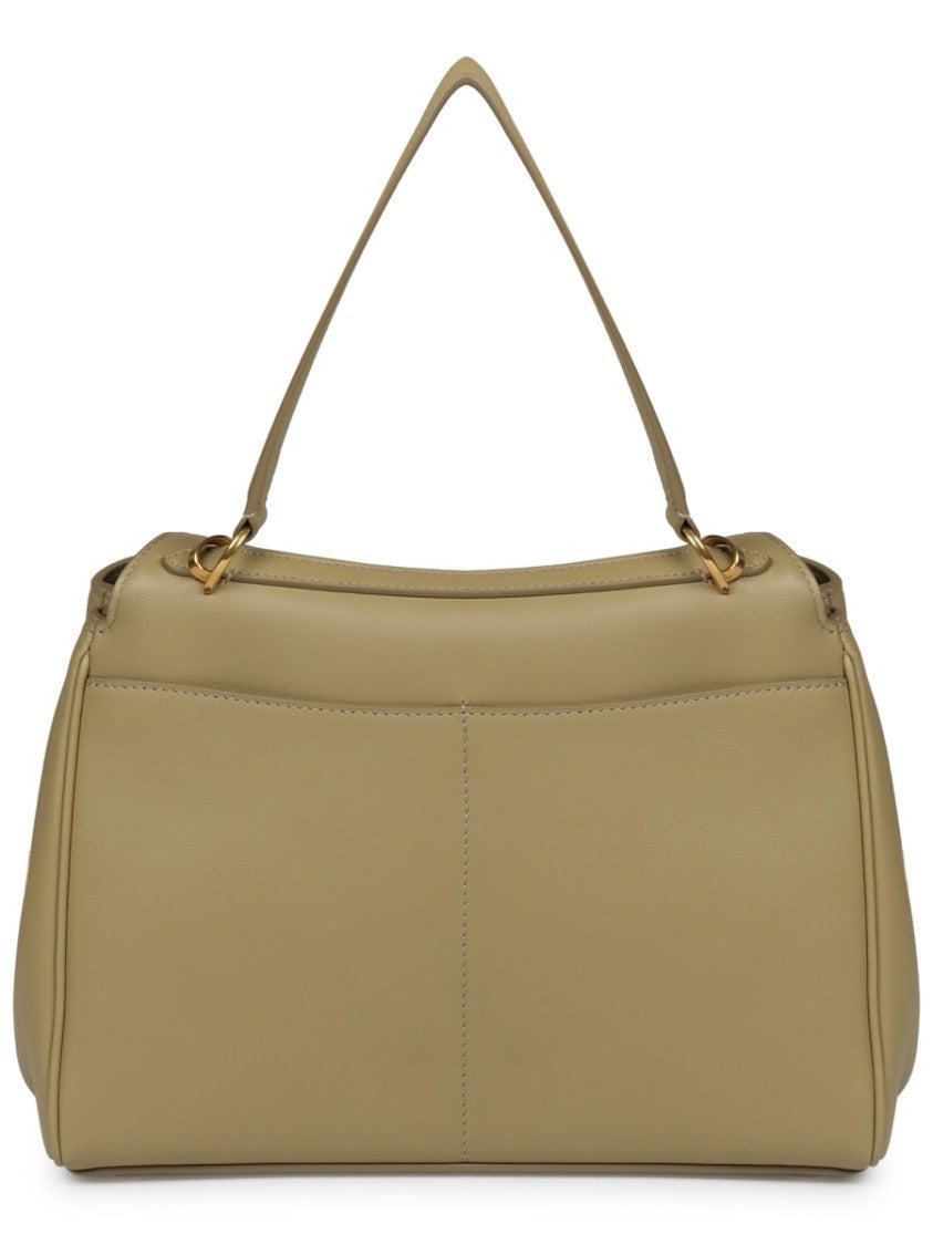 Balenciaga Structured Smooth Leather Shoulder Bag With Gold-Tone Closure