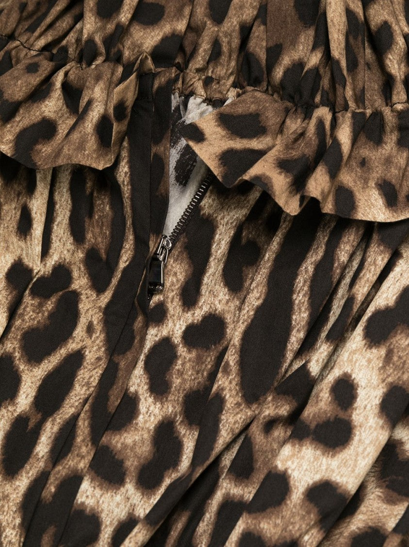 Dolce & Gabbana Leopard Print Off-The-Shoulder Mini Dress
