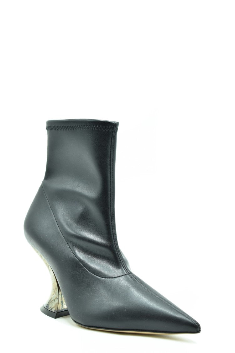 Casadei Sculptural Black Leather Ankle Boots Translucent