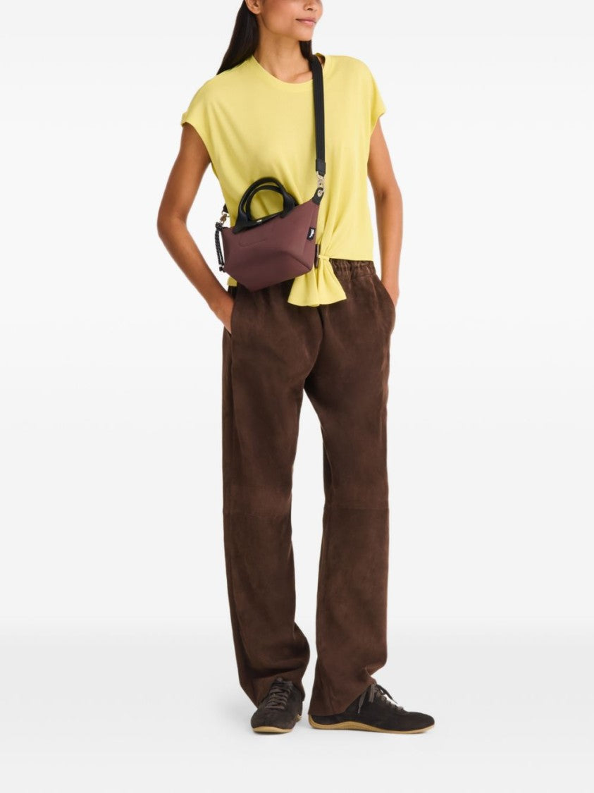 Longchamp Brown Cowhide Trimmed Polyamide Tote Bag