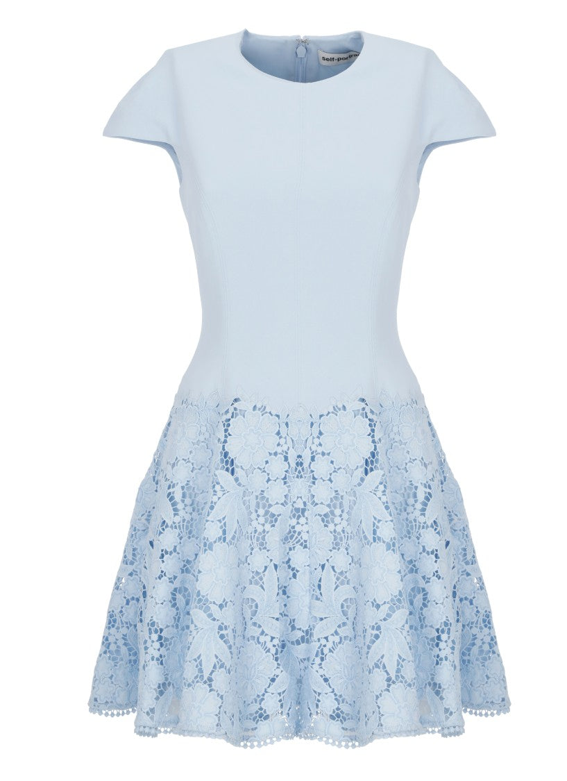 Self-Portrait Women's Crepe Mini Dress With Lace – Blue – M