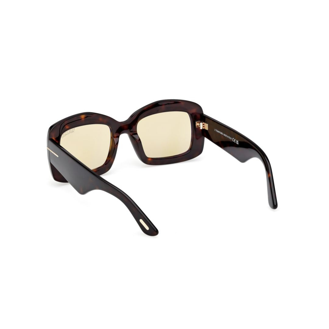 Tom Ford Ft1218 Oversized Square Sunglasses With Glossy Black Acetate Frame