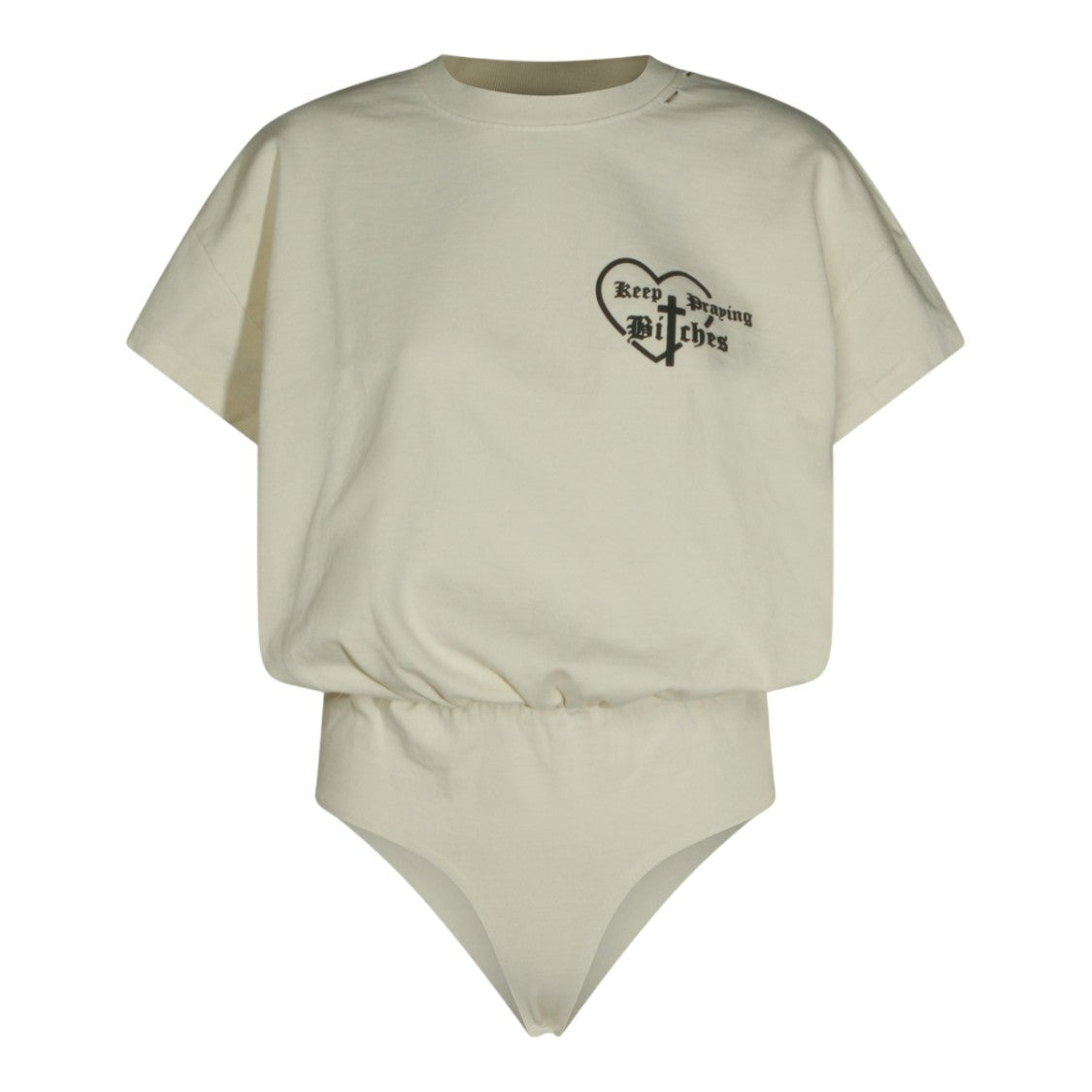 Willy Chavarria Unique Bodysuit Dress With Graphic And Prayer Print