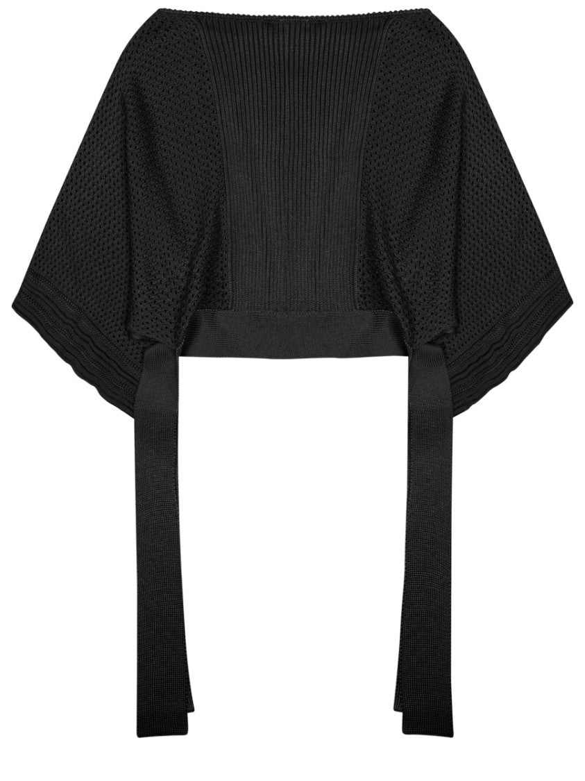 Alberta Ferretti Ribbed Textured Knitted Poncho