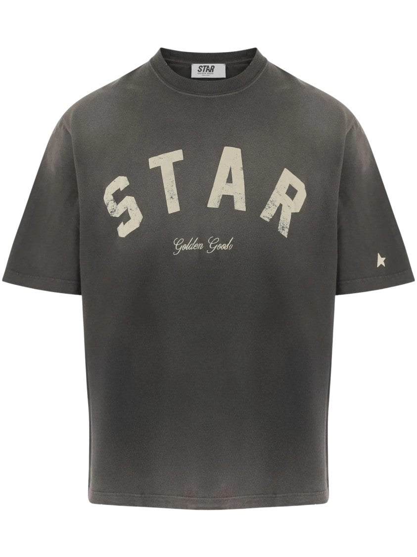 Golden Goose Grey Boxy-Fit Distressed Star T-Shirt