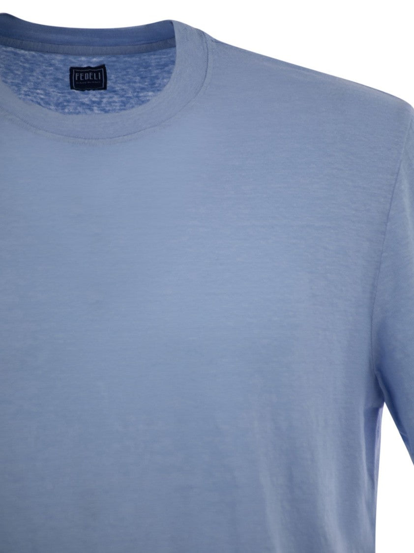 Fedeli Stretch Linen Short-Sleeved T-Shirt