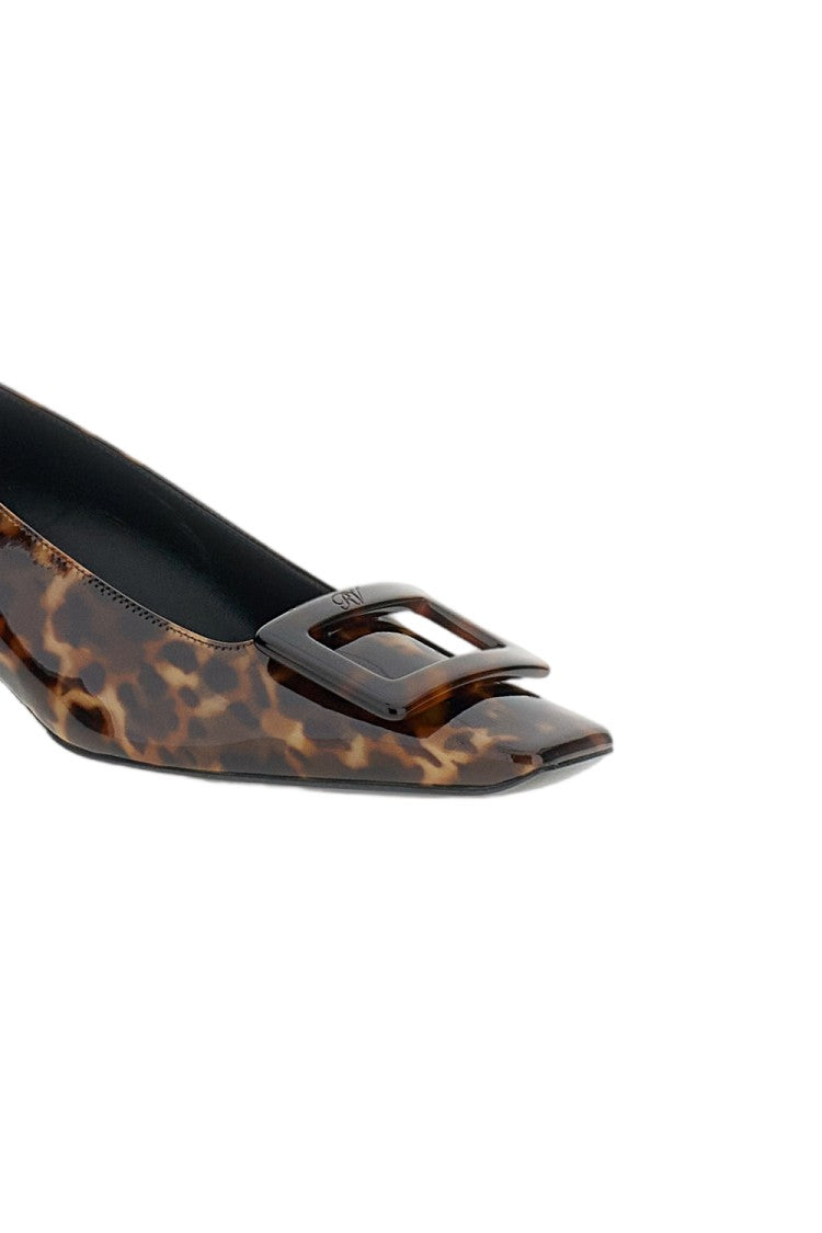 Roger Vivier Glossy Tortoiseshell Pattern Pumps With Pointed Toe And Low Block Heel