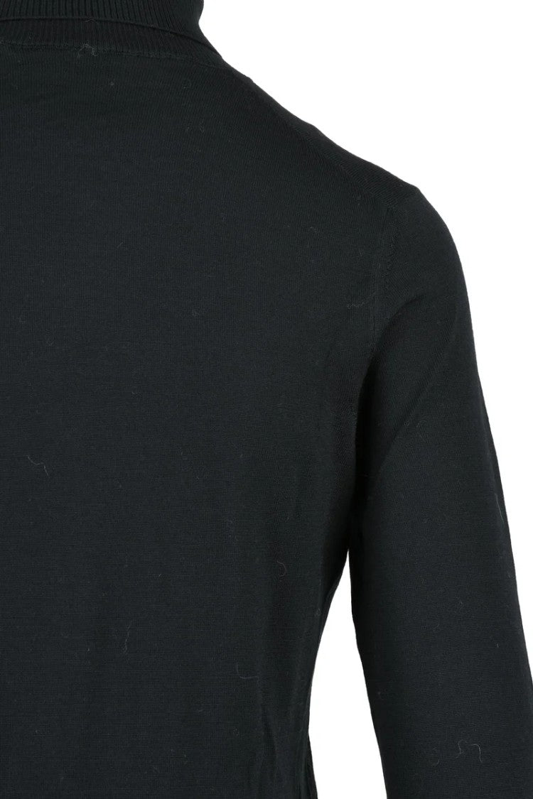 Goes Botanical Fitted Black Turtleneck In Merino Wool