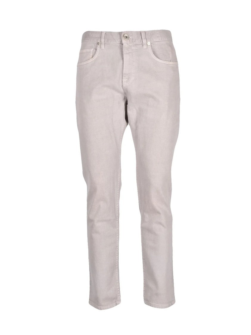Eleventy Light Grey Straight Leg Jeans With Classic Five-Pocket Design