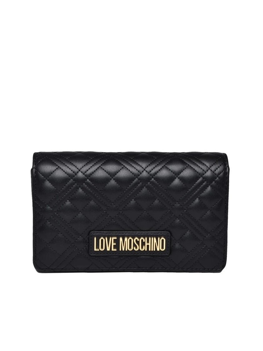 Love Moschino Quilted Black Crossbody Bag With Gold Chain Strap