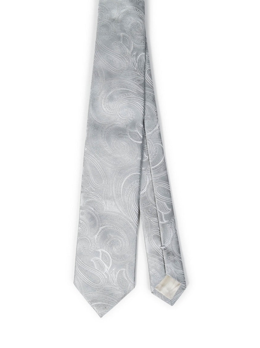 Franzese Collection Pearl Grey Tie With Cashmere Pattern