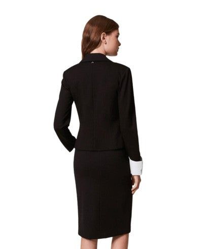 Twinset Actitude Fitted Midi Skirt With Floral Appliqué