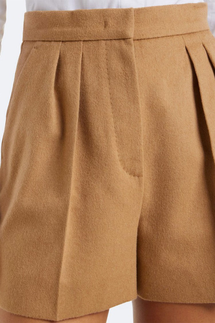 Max Mara Camel Mxmvista Pleated Camel Shorts