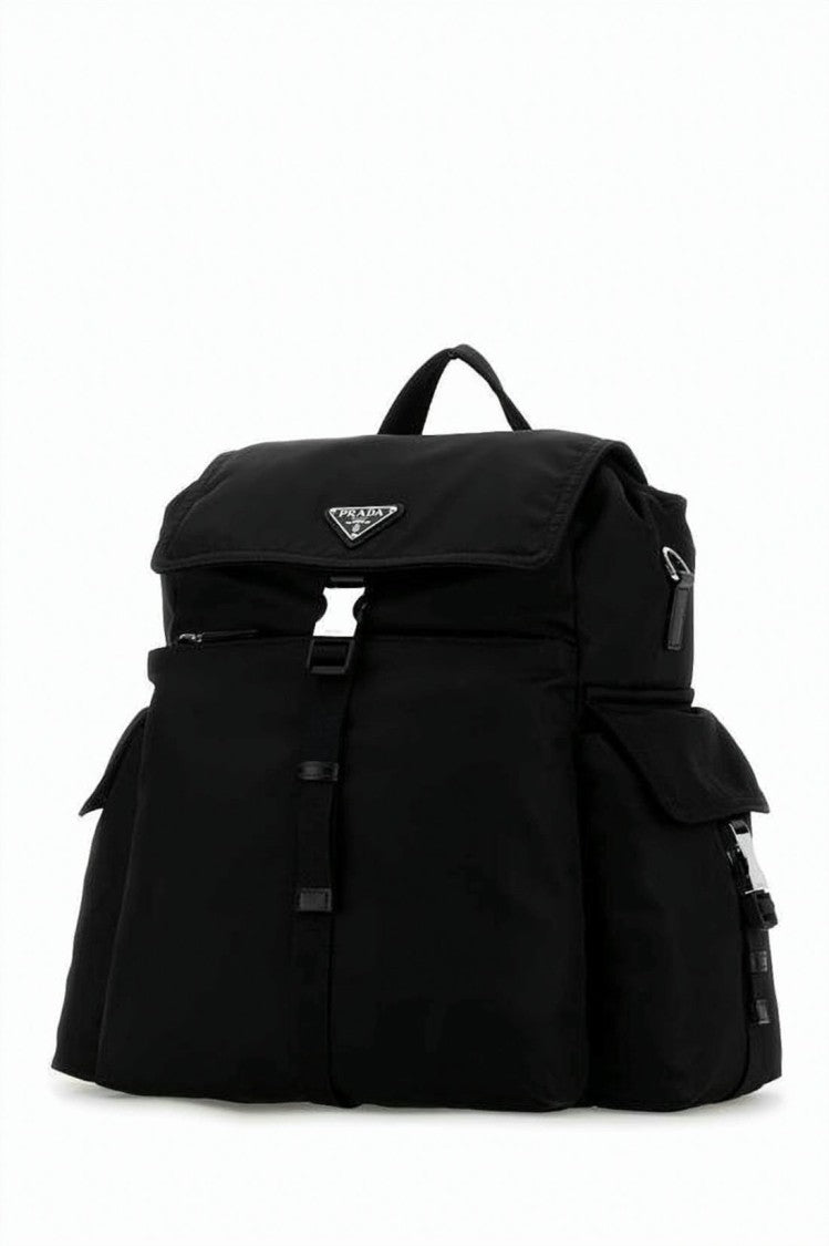 Prada Structured Black Backpack With Leather Accents