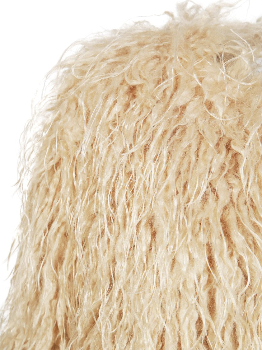 Forte Forte Short Kimono-Inspired Jacket In Eco-Friendly Mongolian Faux Fur