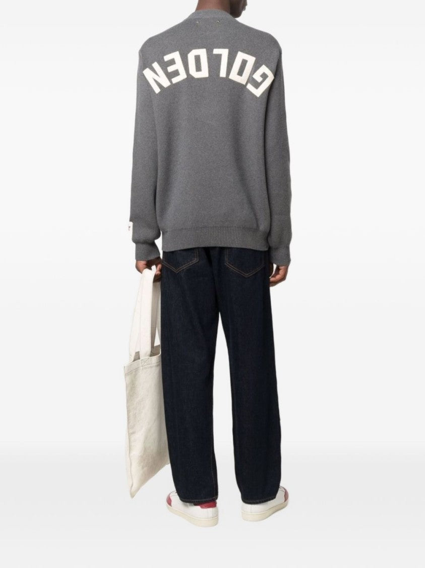 Golden Goose Grey Ribbed Finishes Cotton Sweater