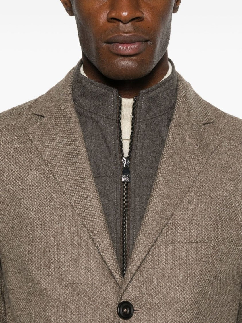 Corneliani Tailored Three-Button Jacket In Textured Wool-Cashmere Blend