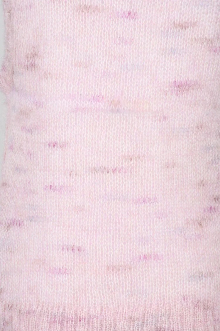 Ganni Soft Pink Mohair Blend Sleeveless Vest