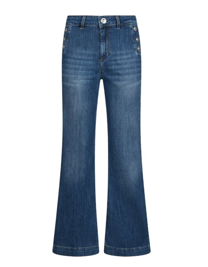 Liu Jo High-Waisted Flare Jeans With Golden Button Accents