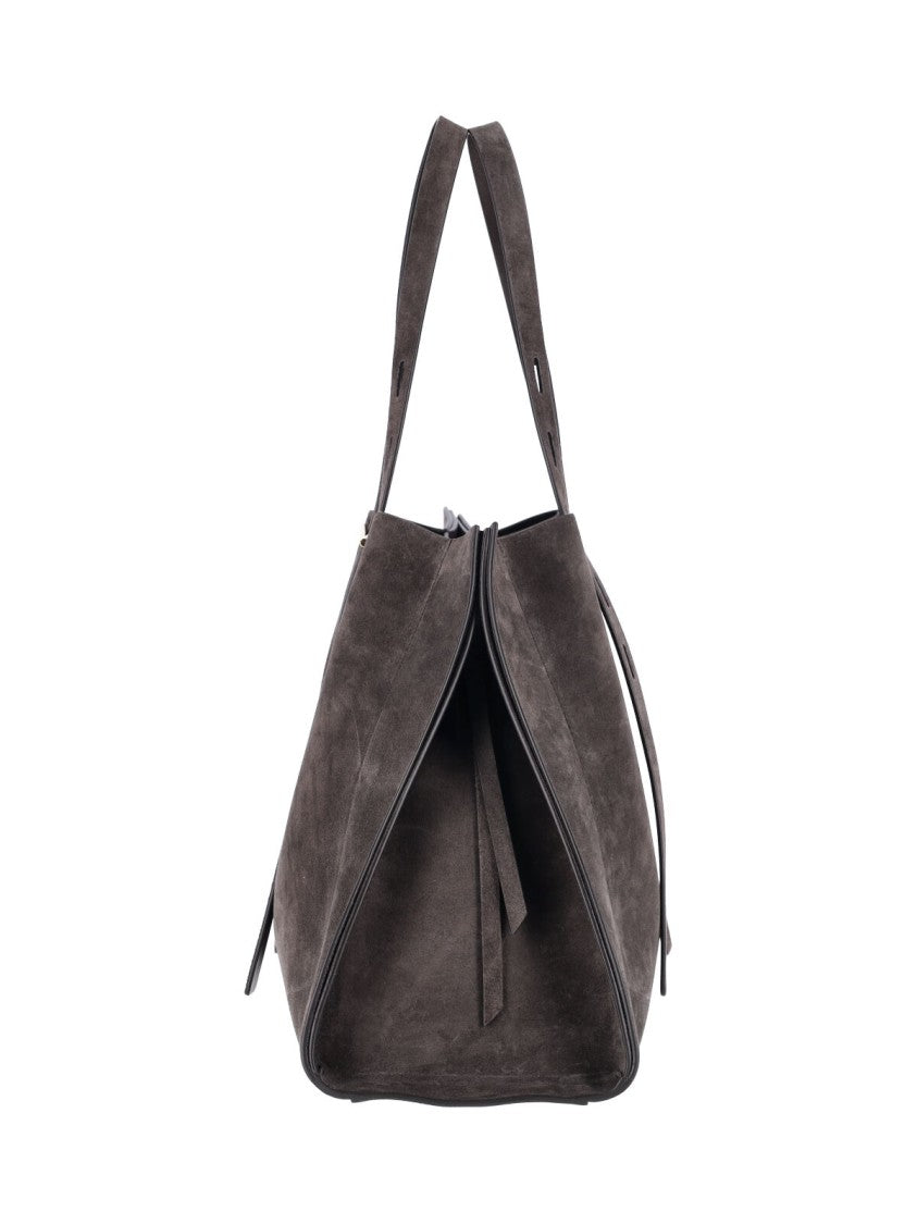 Minobossi Brown Paula Calfskin Suede Double-Handle Handbag