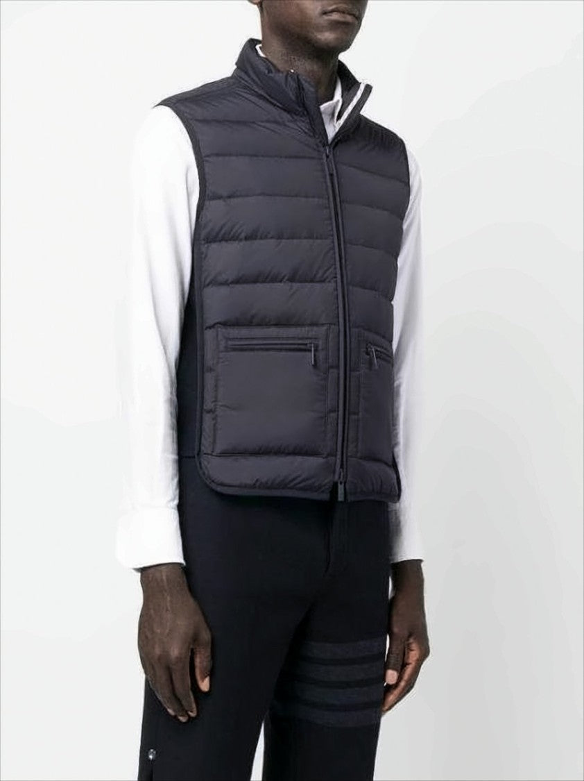 Thom Browne Sleek Padded Vest With Horizontal Quilting And High Collar