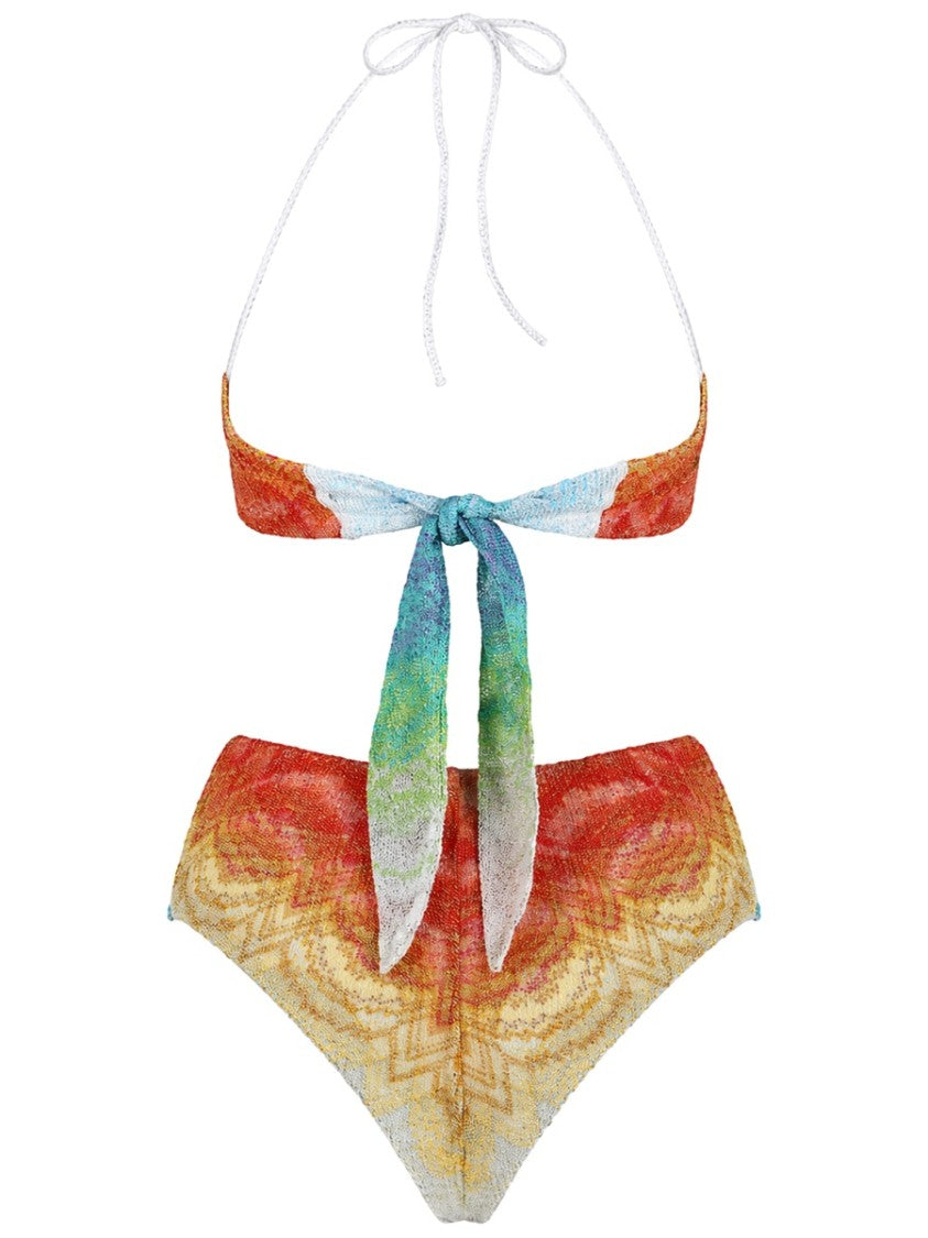 Missoni Multicolor Chevron Pattern Bandeau Bikini Set