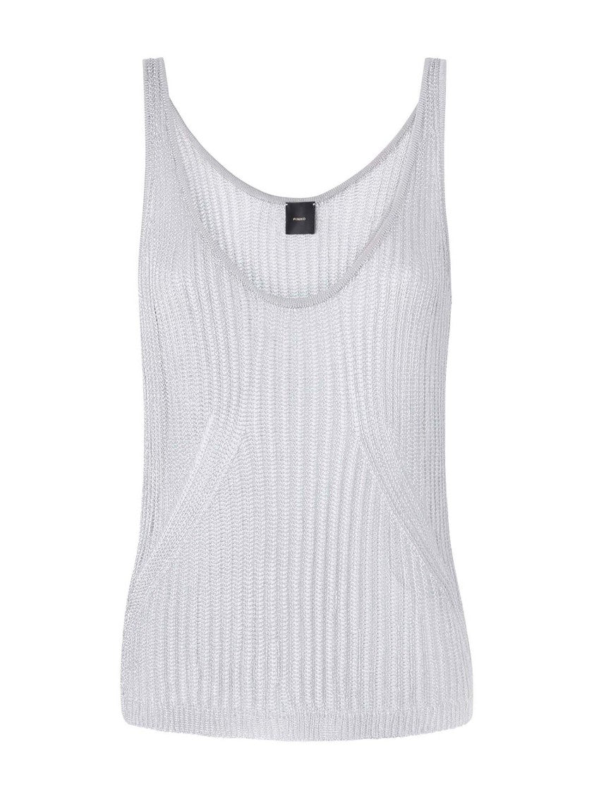 Pinko Scoop Neck Sleeveless Grey Top