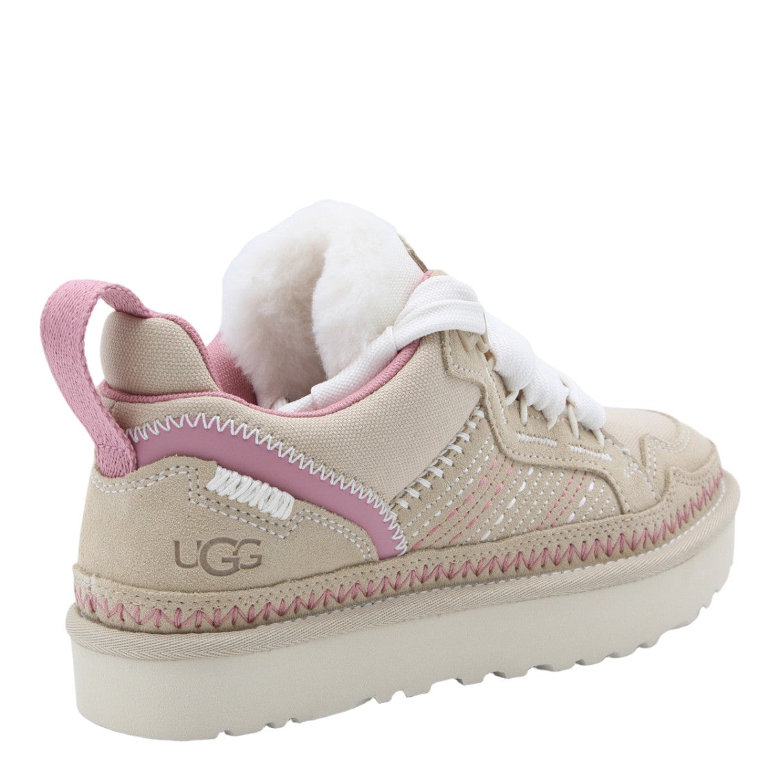 Ugg Beige Sneakers With Pink Accents