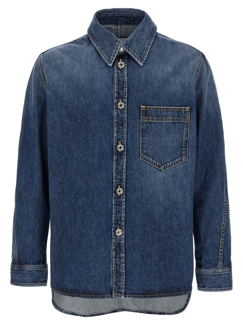 Givenchy Structured Cotton Denim Overshirt With Leather Logo Patch