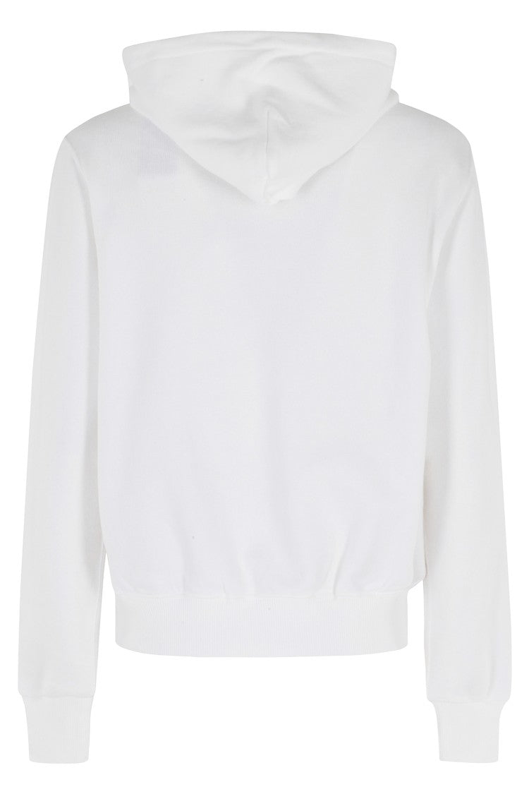 Polo Ralph Lauren White Full Zip Hooded Cotton-Blend Sweatshirt