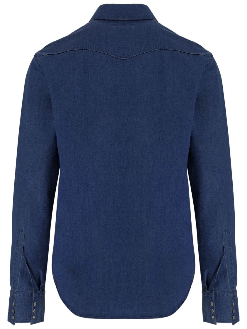 Gherardi Dark Denim Dual Pocket Cotton Shirt