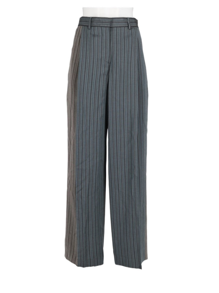 Paul Smith Grey Viscose Pinstripe Straight-Leg Pants