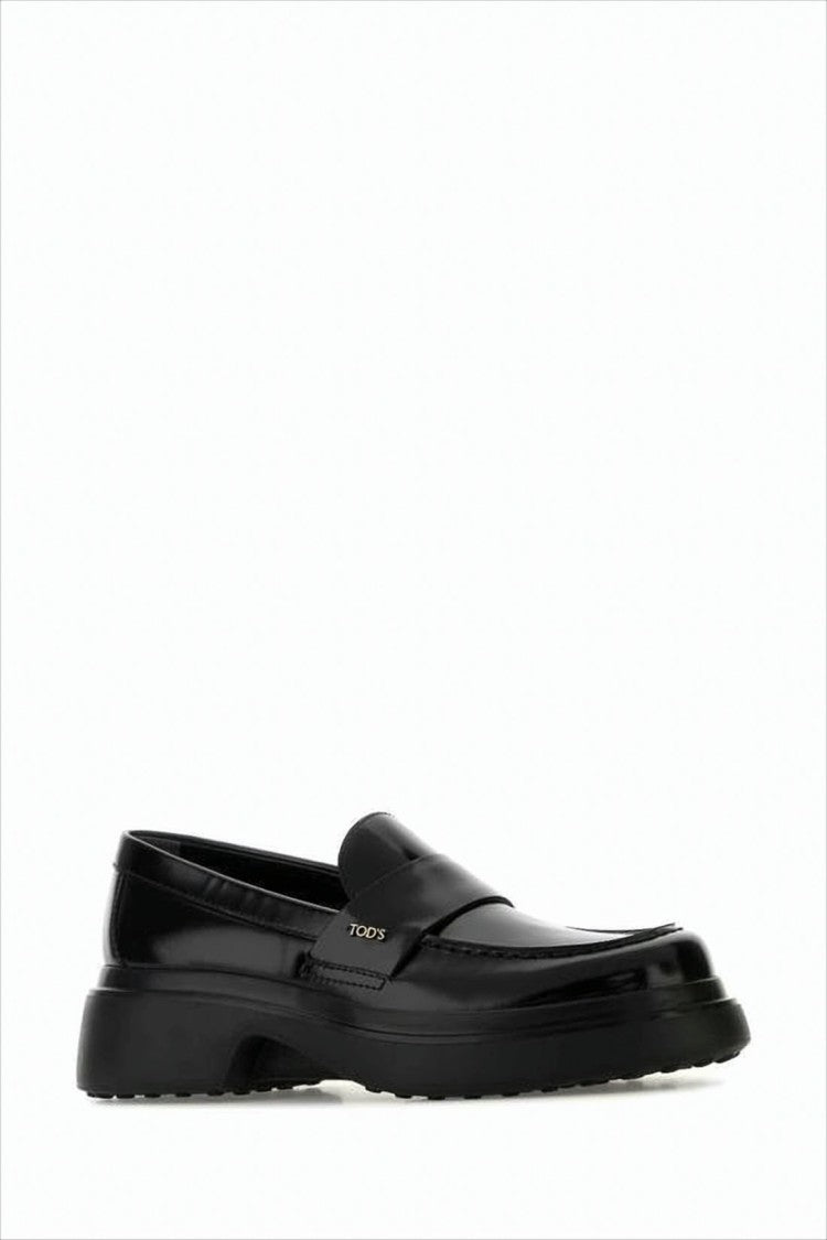Tod's Rounded Toe Black Calf Leather Loafers