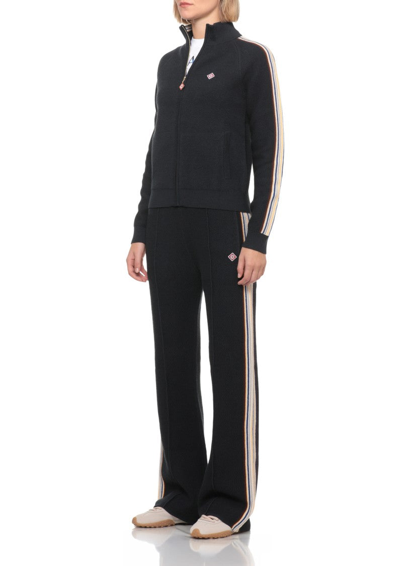 Casablanca Blue Cafe Culture High Neck Zip Sweatshirt