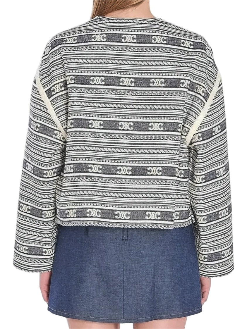 Celine Cropped Boxy Jacket With Gold-Tone Details