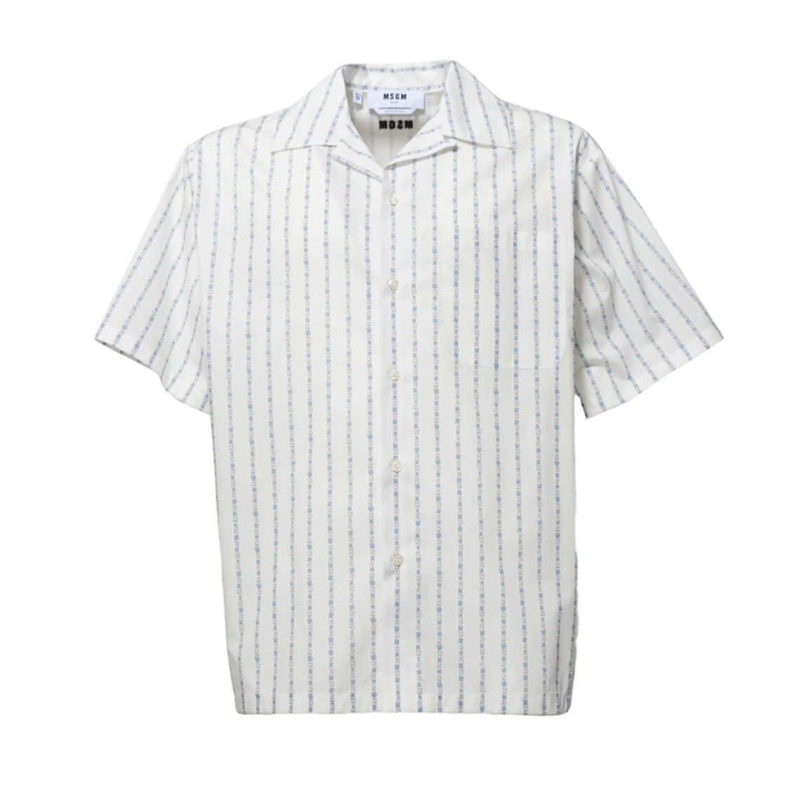 Msgm White Cotton Short Sleeve Printed Shirt