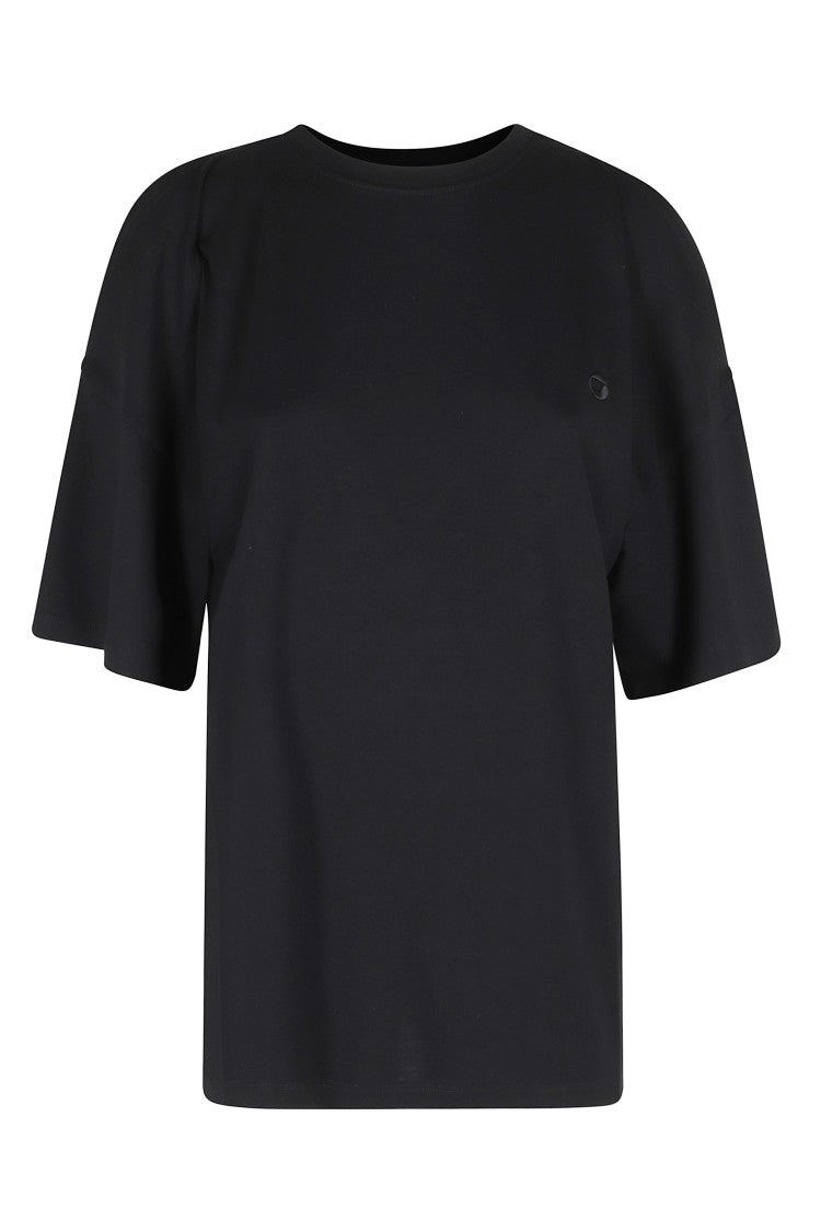 Coperni Black Open Shoulder Ribbed-Trim Cotton-Blend T-Shirt