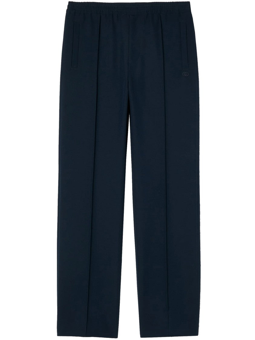 Gucci Blue Straight-Leg Drawstring Side Slit Pants