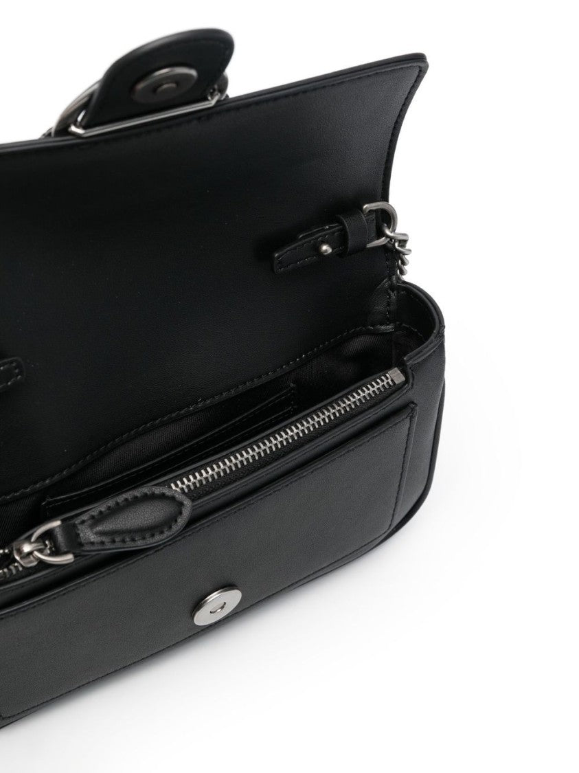 Pinko Black Calf Leather Logo Clutch