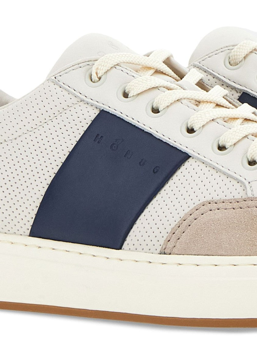 Hogan White Sneakers With Perforated And Smooth Textures