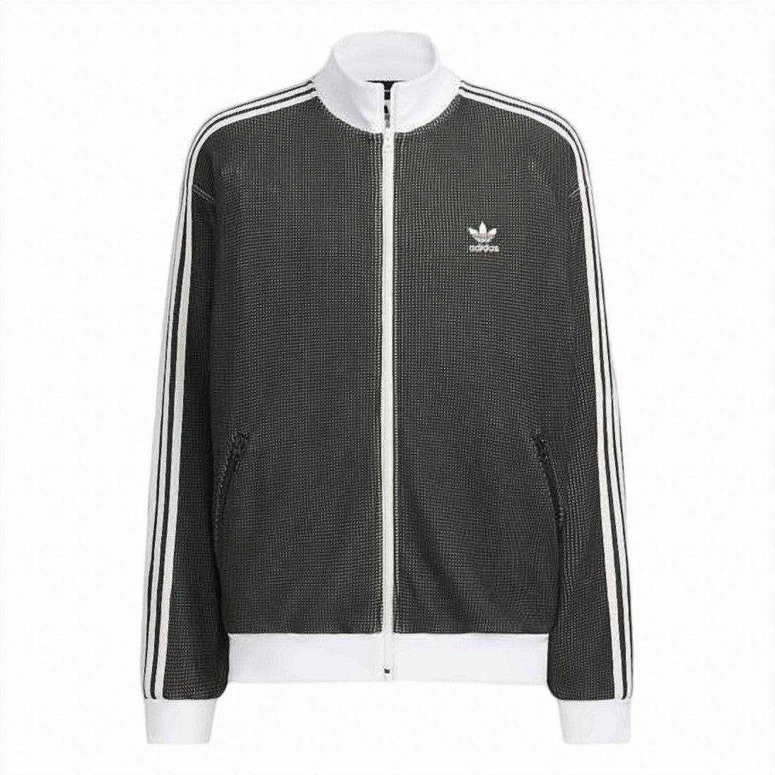 Adidas Textured Black Zip-Up Jacket