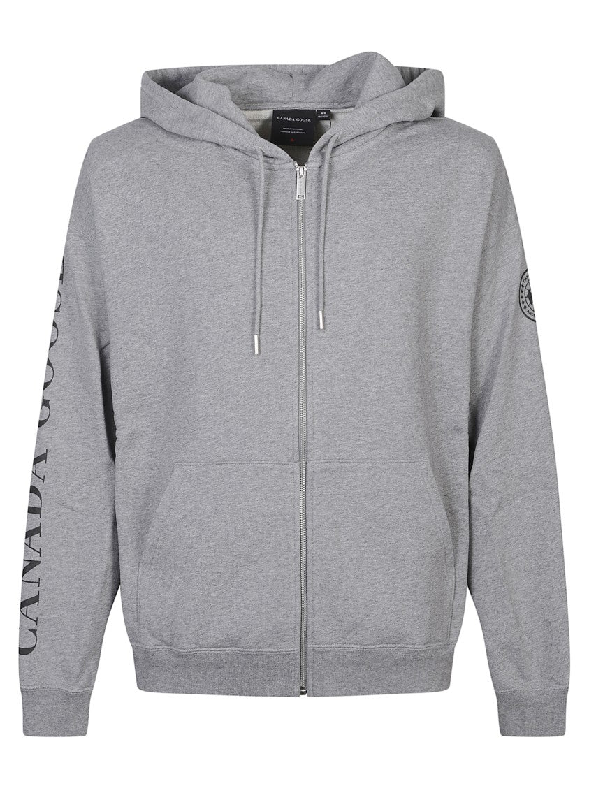 Canada Goose Light Grey Full-Zip Graphic Hoodie