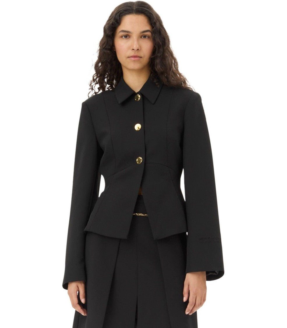 Ganni Tailored Black Twill Jacket