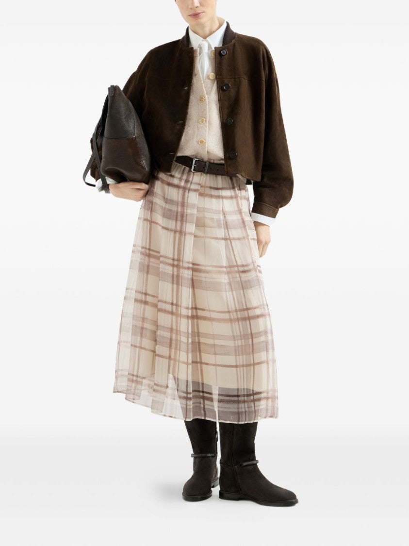 Brunello Cucinelli Cropped Button-Down Ribbed Sweater