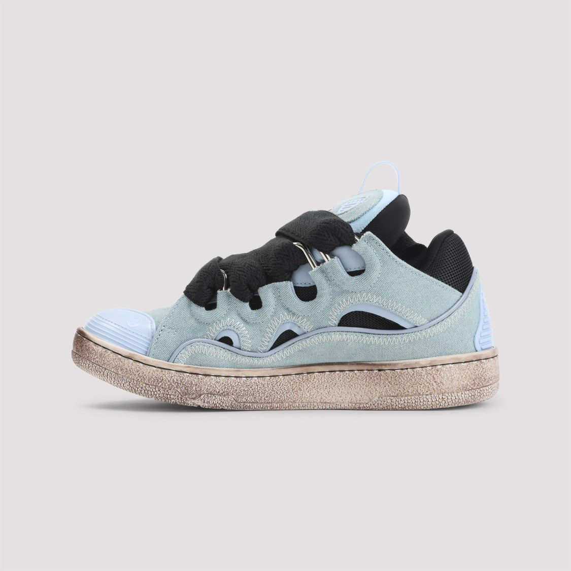 Lanvin Light Blue Suede Sneakers With Worn Vintage Aesthetic
