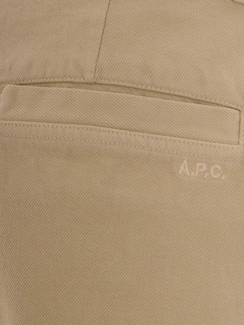 A.P.C. Camel Beige Straight Leg Trousers With Button Fastening