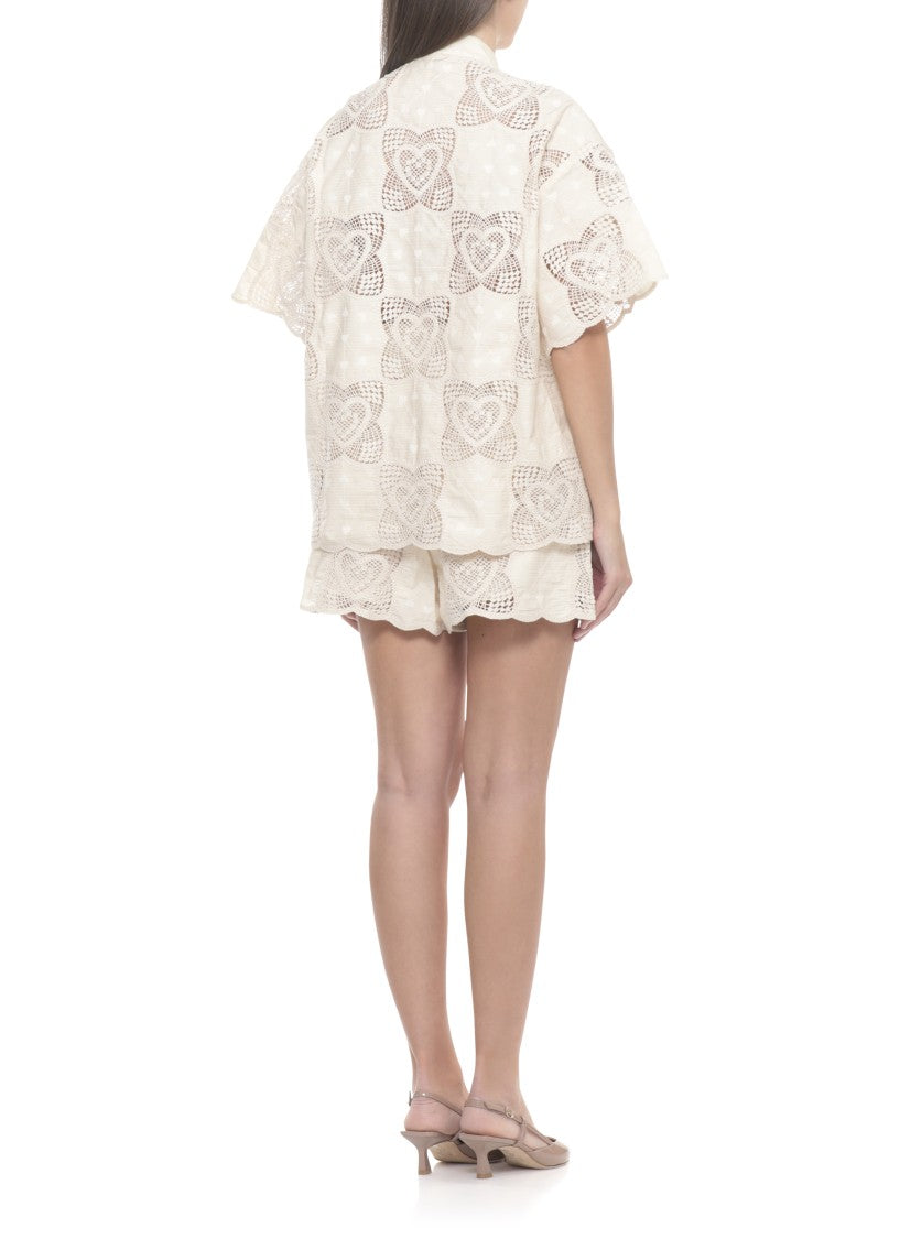 Zimmermann Ivory Wanderlust Lace Cotton Shirt