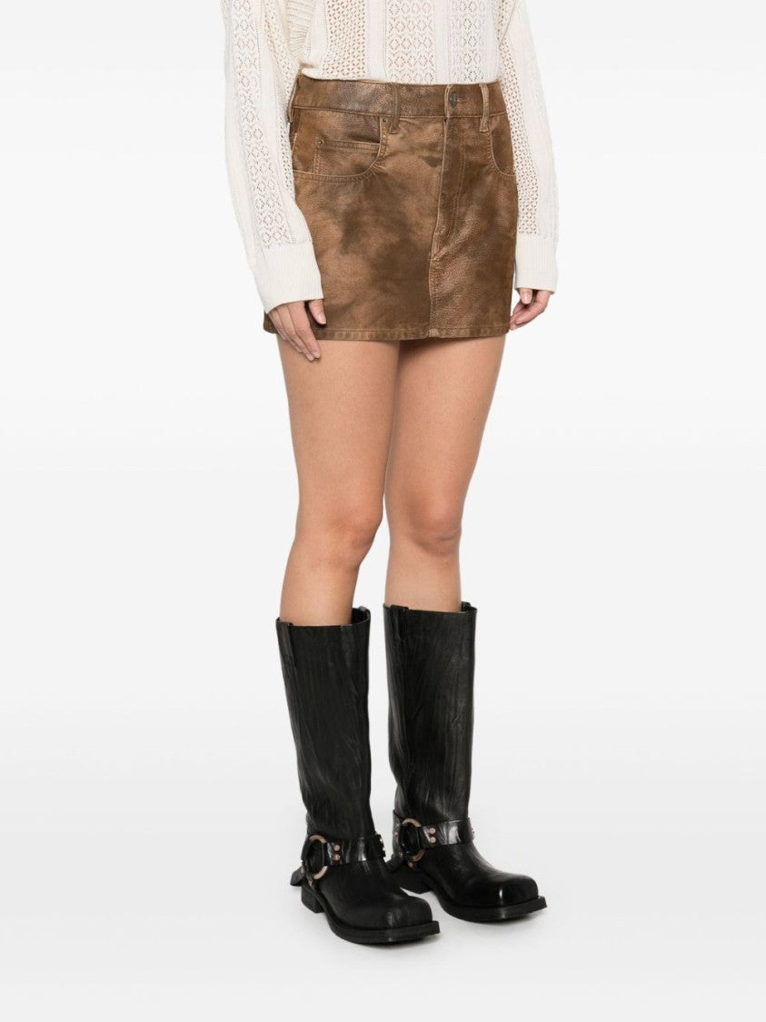 Isabel Marant Étoile Textured Brown Mini Skirt